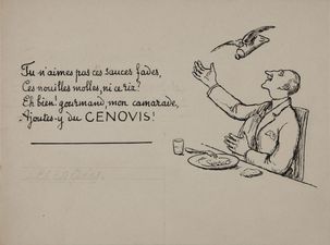 Publicité pour le Cénovis (cénovis volant), vers 1938