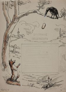Le corbeau et le renard (à la tartine de Cénovis), vers 1938, 22.5x16cm